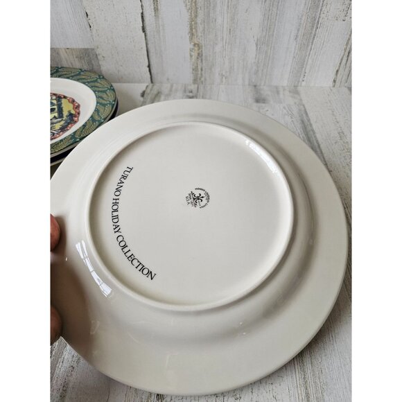 Homer Laughlin turano sleigh scene reindeer green 12-in dinner plate Xmas - Picture 6 of 6